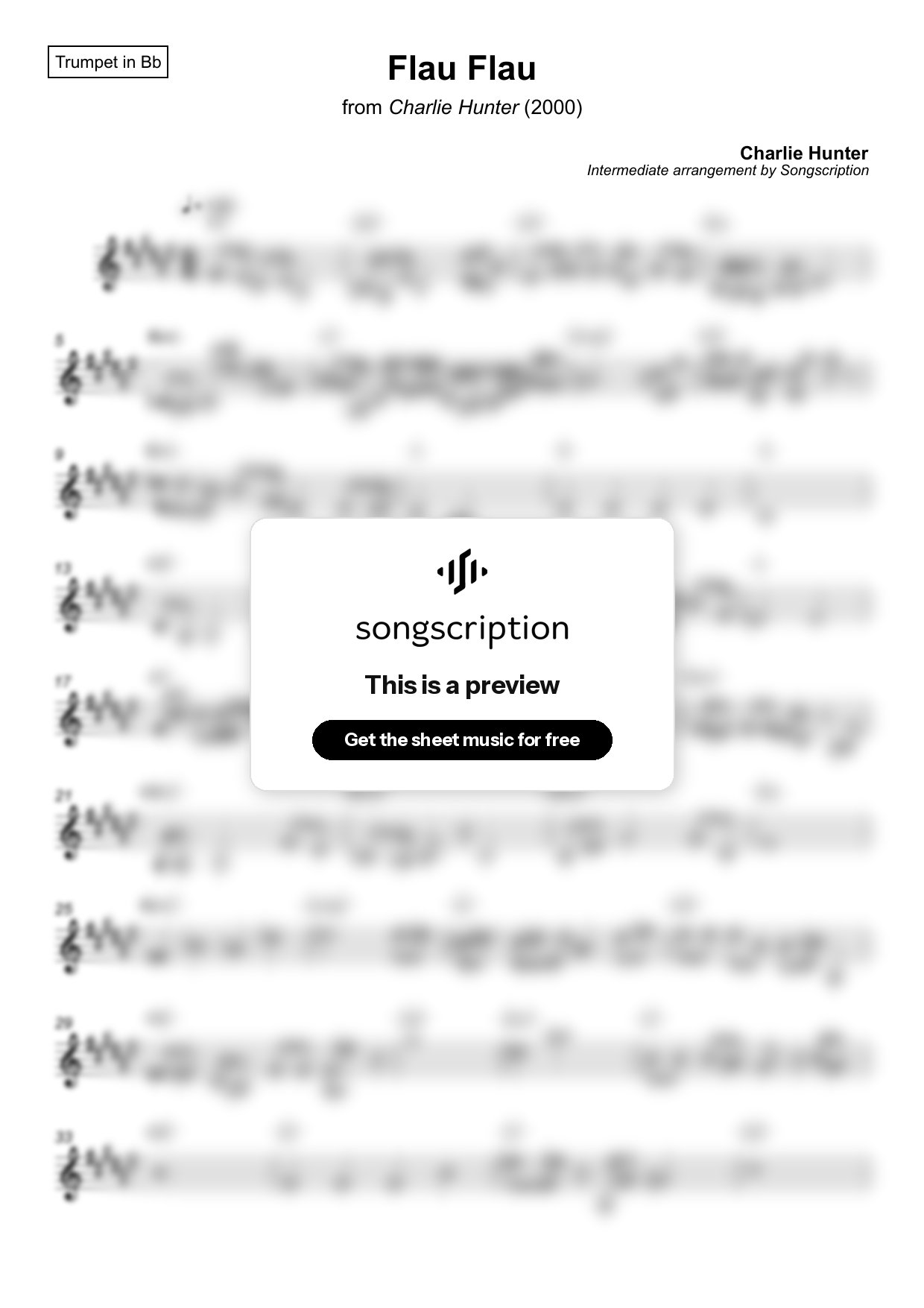 Intermediate Trumpet Sheet Music for "Flau Flau" by Charlie Hunter