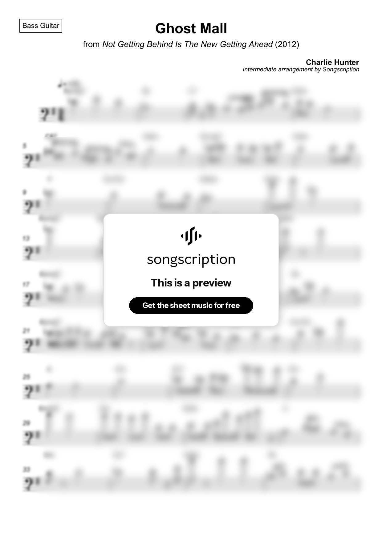 Intermediate Bass Guitar Sheet Music for "Ghost Mall" by Charlie Hunter