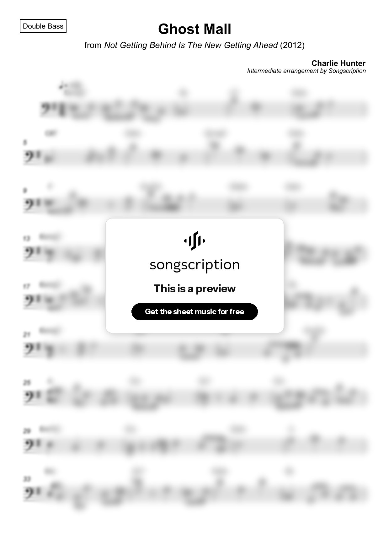 Intermediate Double Bass Sheet Music for "Ghost Mall" by Charlie Hunter