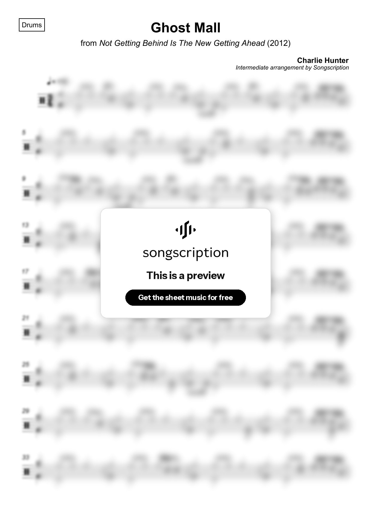 Intermediate Drums Sheet Music for "Ghost Mall" by Charlie Hunter