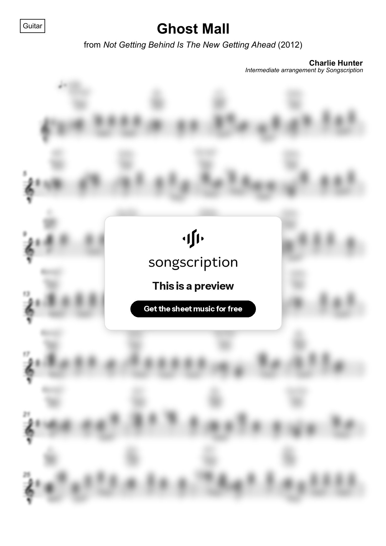 Intermediate Acoustic Guitar Sheet Music for "Ghost Mall" by Charlie Hunter