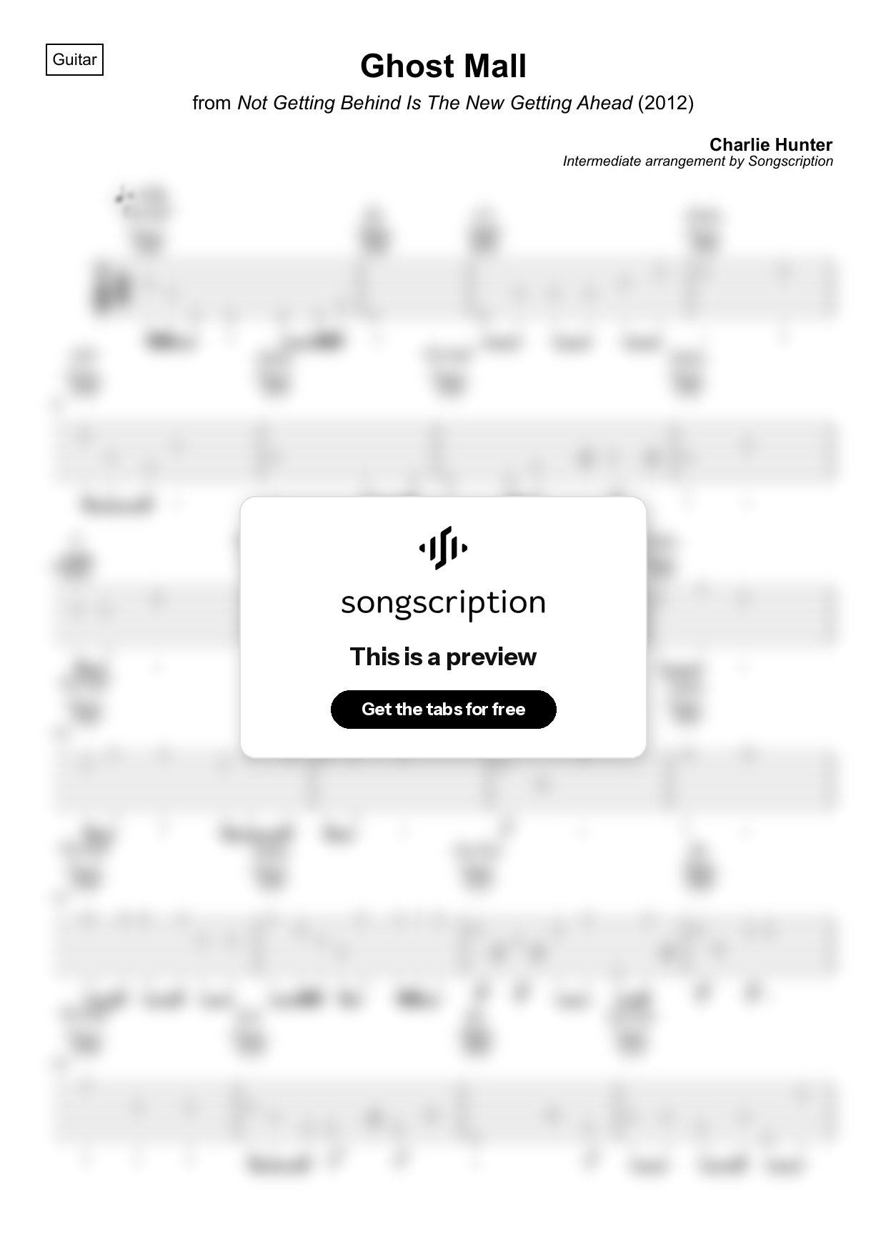 Intermediate Acoustic Guitar Tabs for "Ghost Mall" by Charlie Hunter