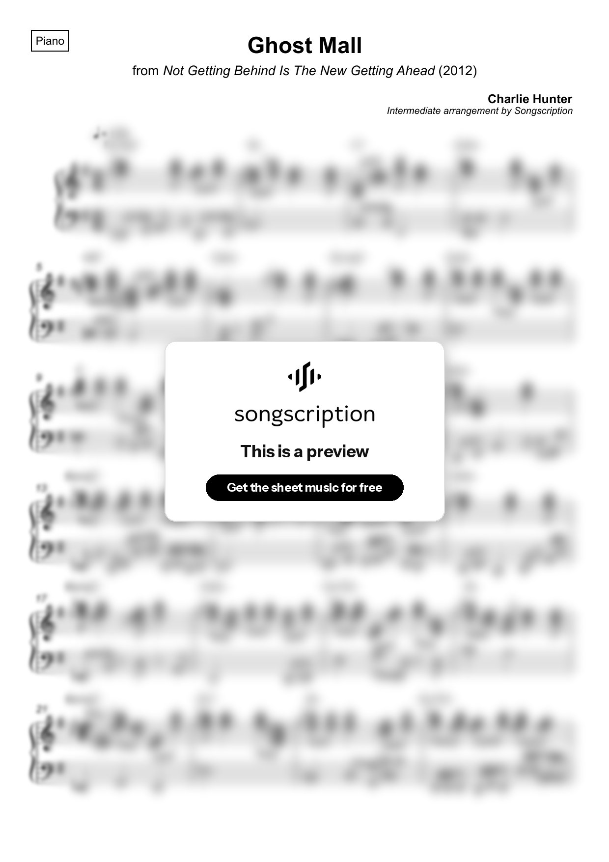 Intermediate Piano Sheet Music for "Ghost Mall" by Charlie Hunter