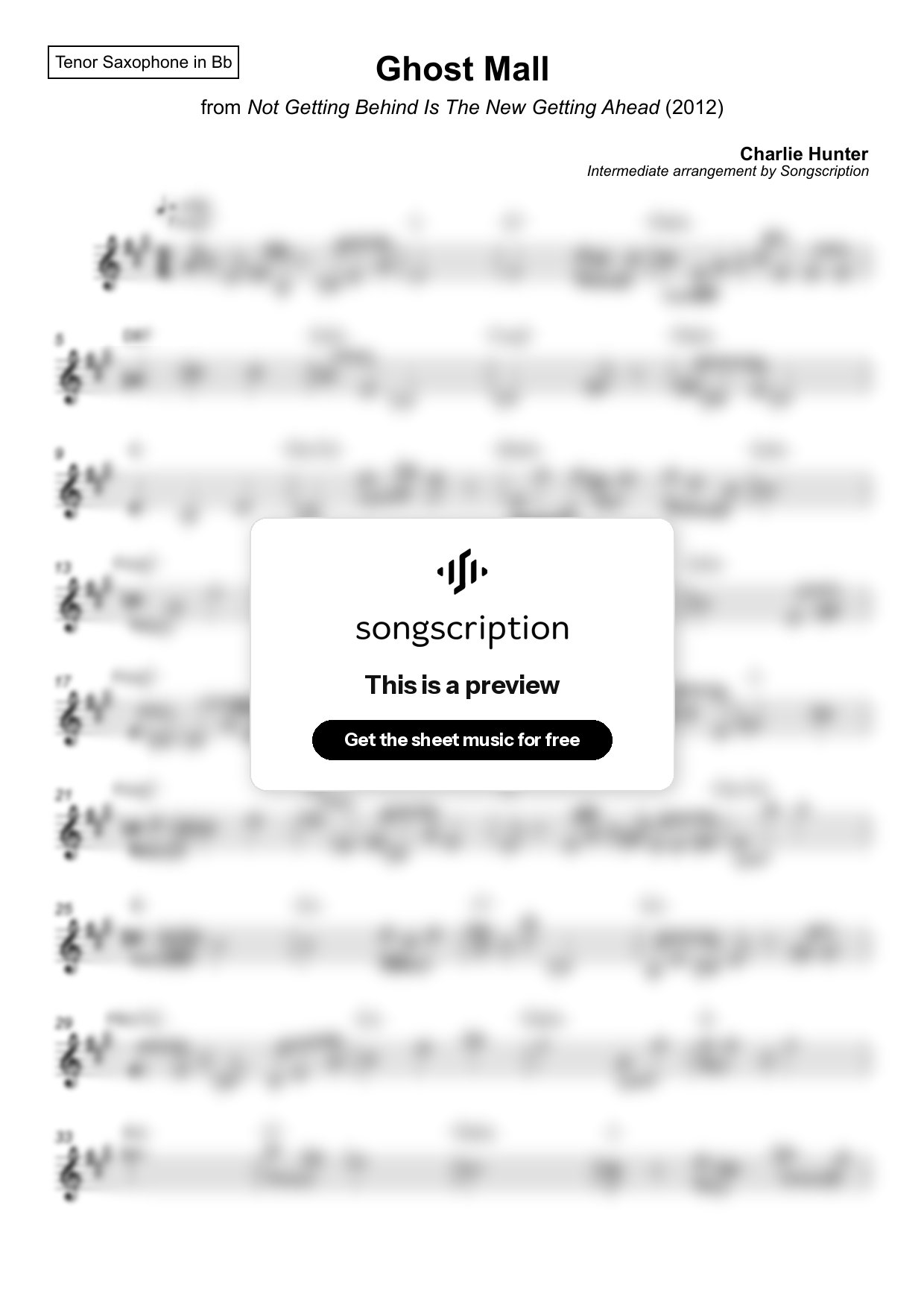 Intermediate Tenor Sax Sheet Music for "Ghost Mall" by Charlie Hunter