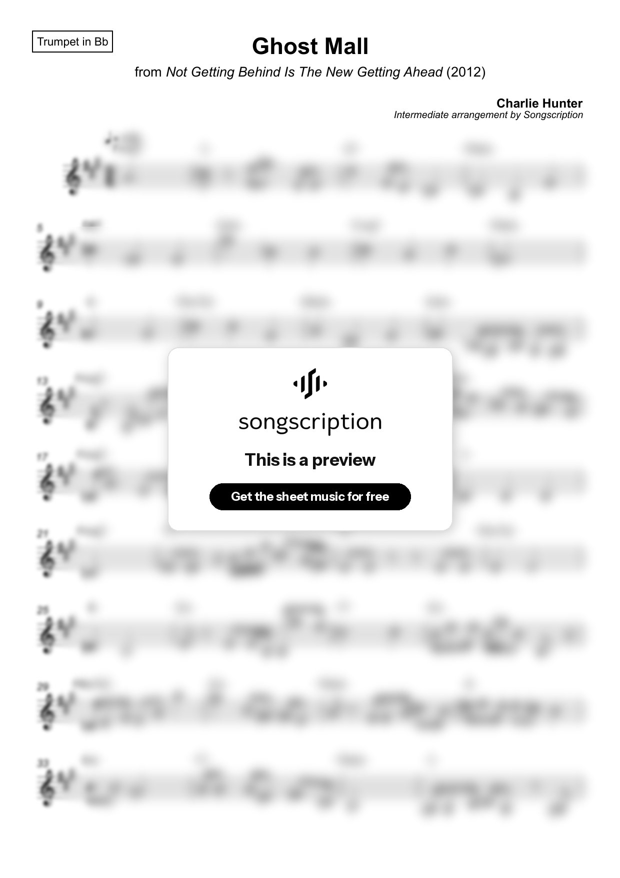Intermediate Trumpet Sheet Music for "Ghost Mall" by Charlie Hunter