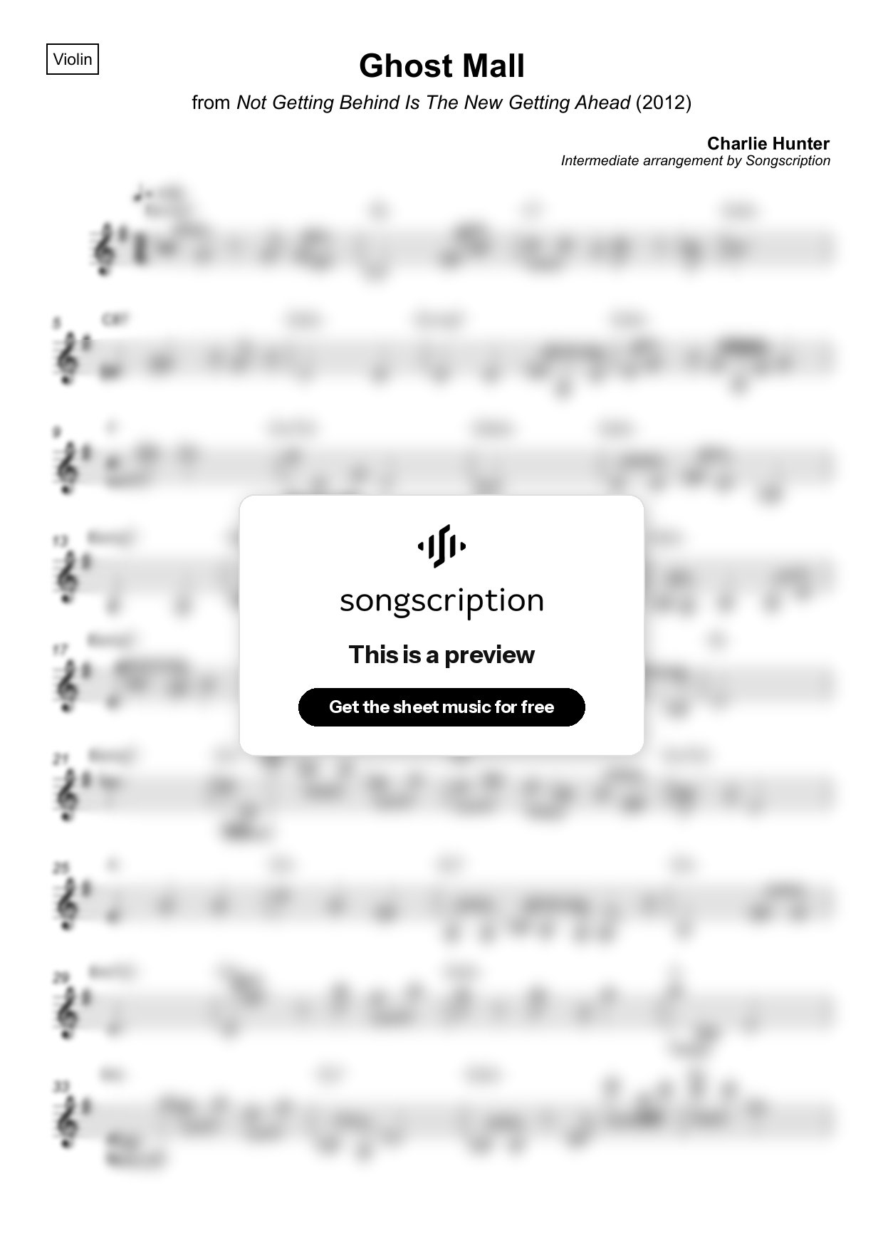 Intermediate Violin Sheet Music for "Ghost Mall" by Charlie Hunter