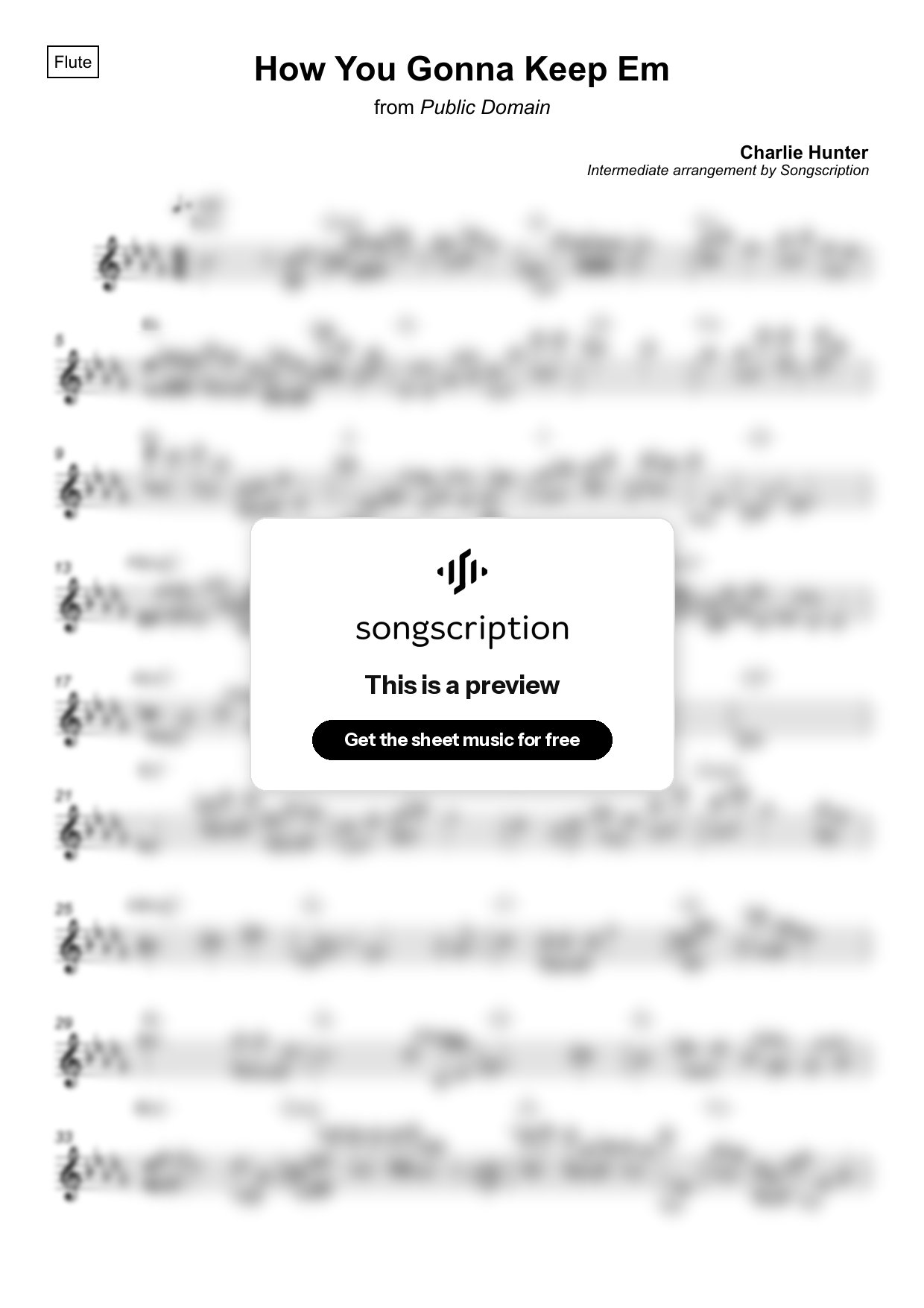 Intermediate Flute Sheet Music for "How You Gonna Keep Em" by Charlie Hunter