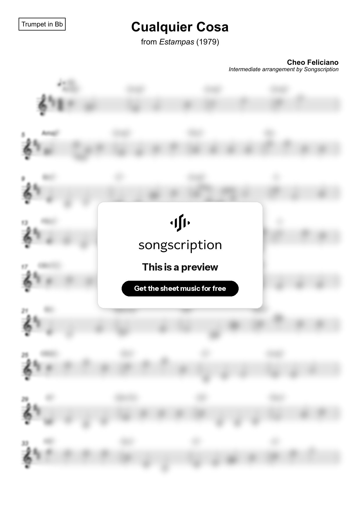 Intermediate Trumpet Sheet Music for "Cualquier Cosa" by Cheo Feliciano