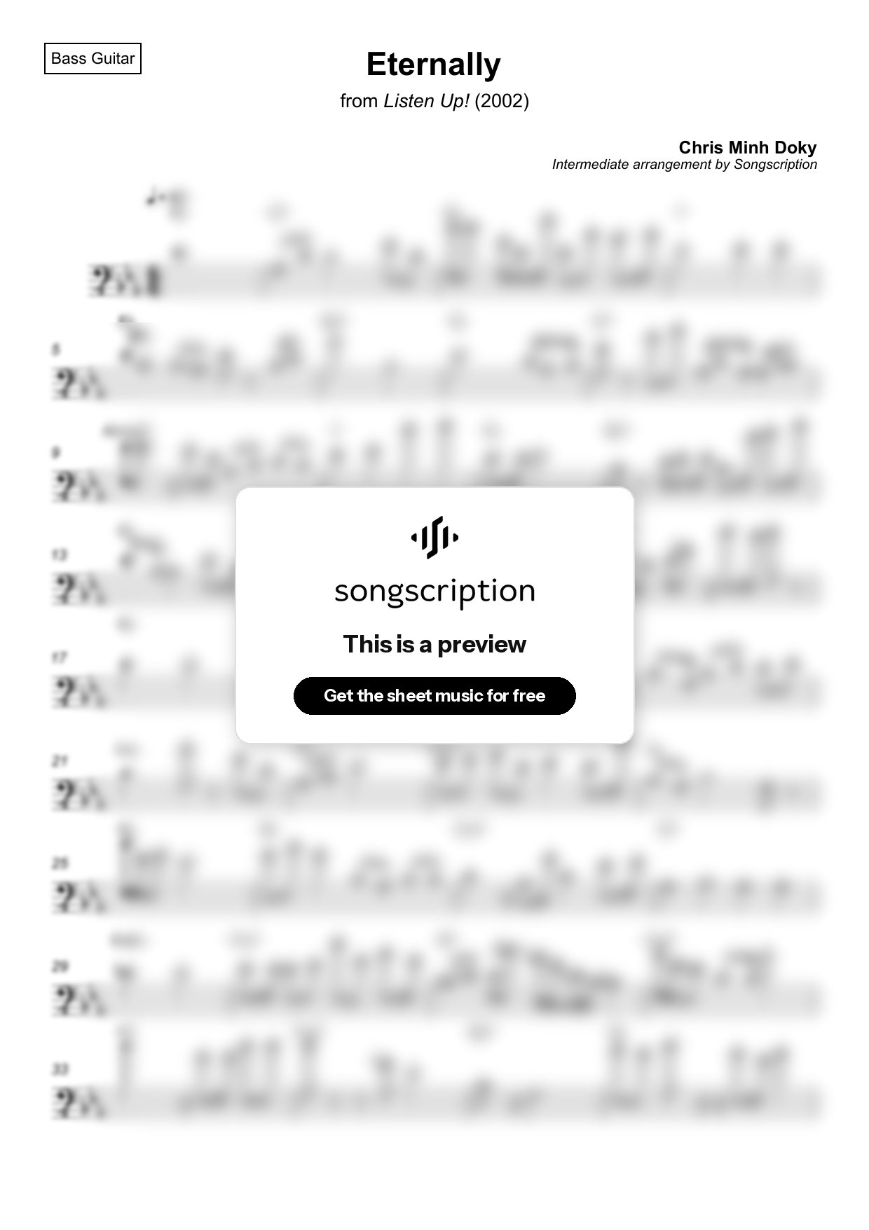 Intermediate Bass Guitar Sheet Music for "Eternally" by Chris Minh Doky
