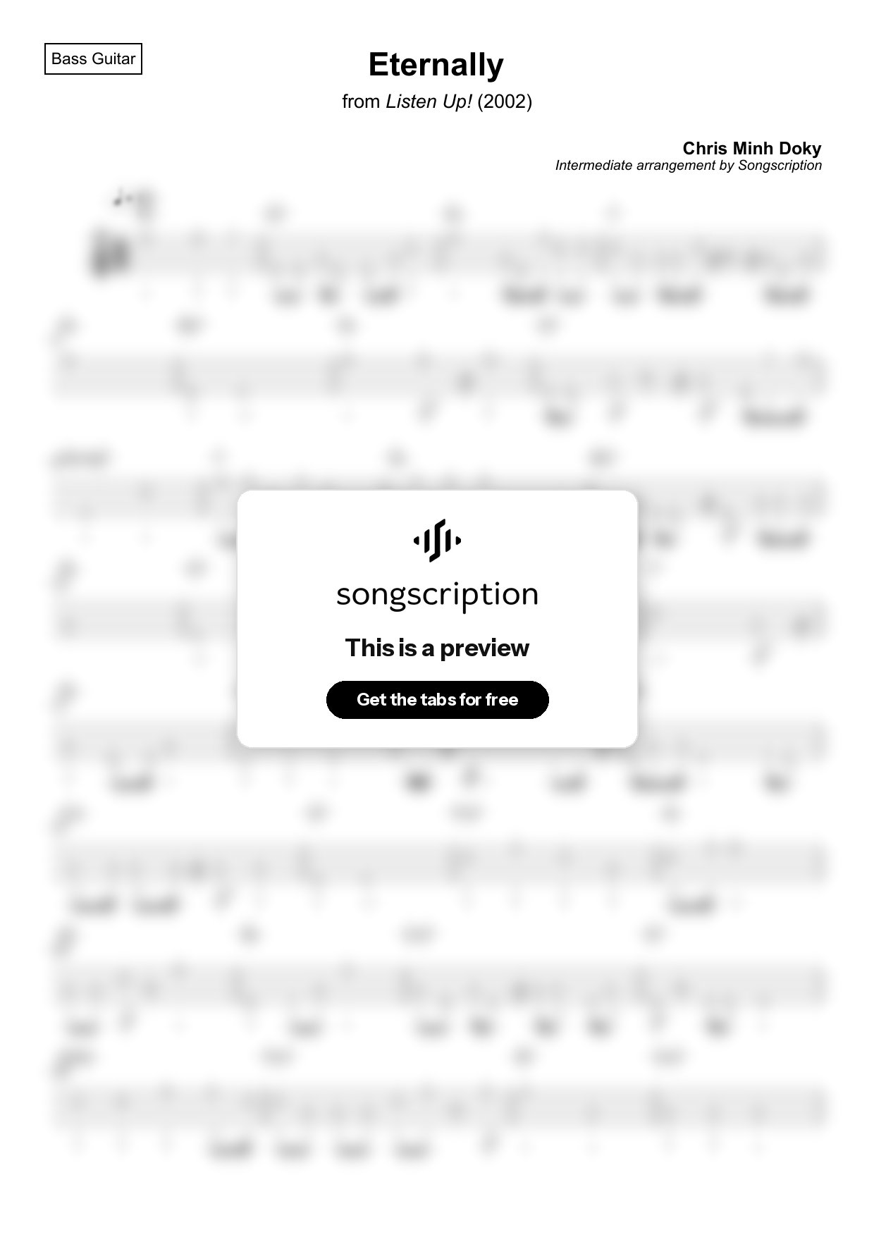 Intermediate Bass Guitar Tabs for "Eternally" by Chris Minh Doky