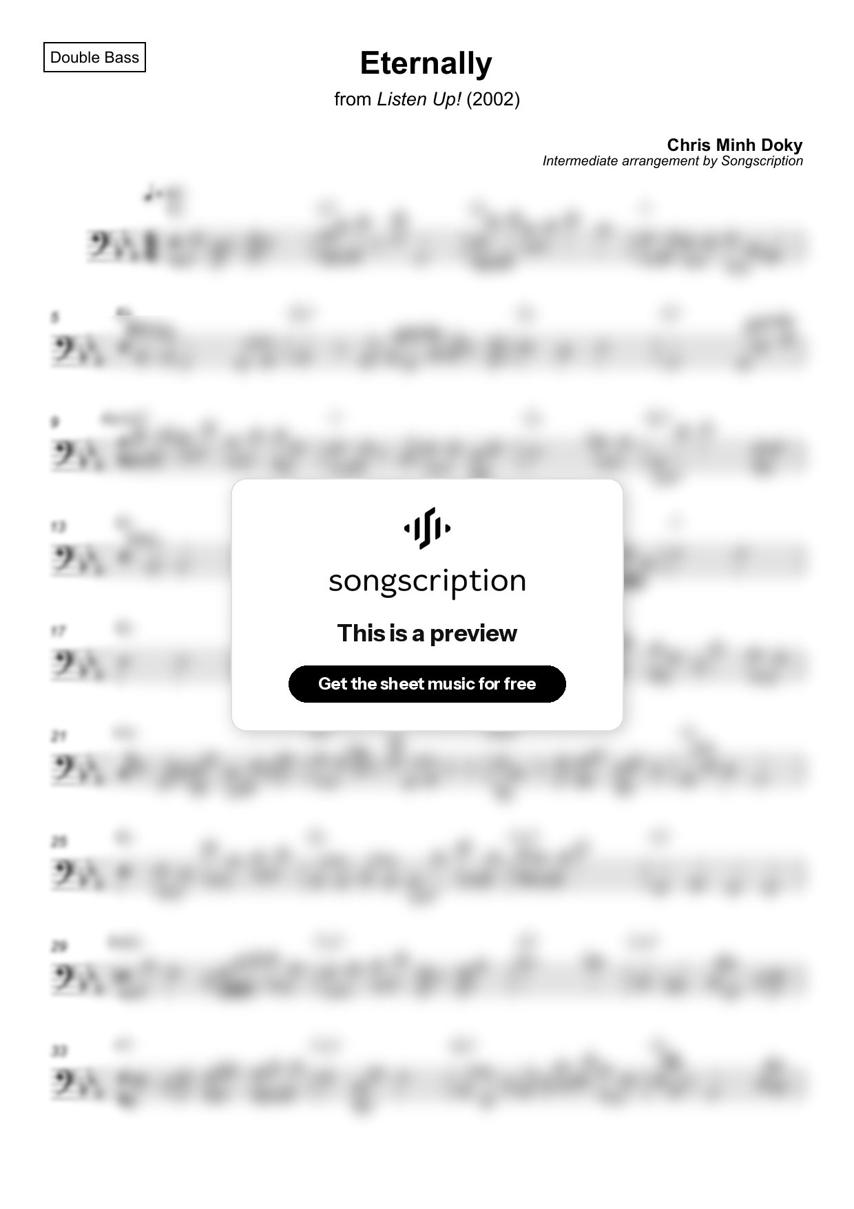 Intermediate Double Bass Sheet Music for "Eternally" by Chris Minh Doky