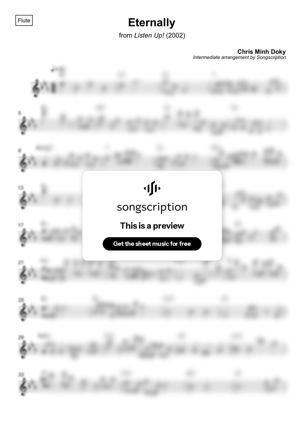 Intermediate Flute Sheet Music for "Eternally" by Chris Minh Doky