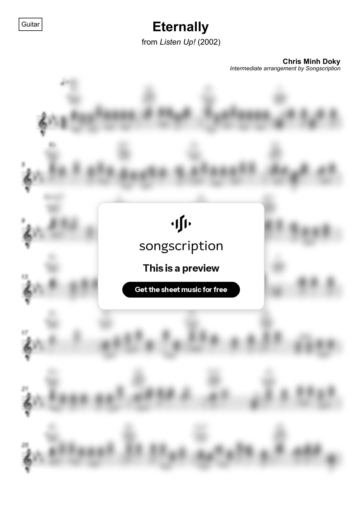 Intermediate Acoustic Guitar Sheet Music for "Eternally" by Chris Minh Doky