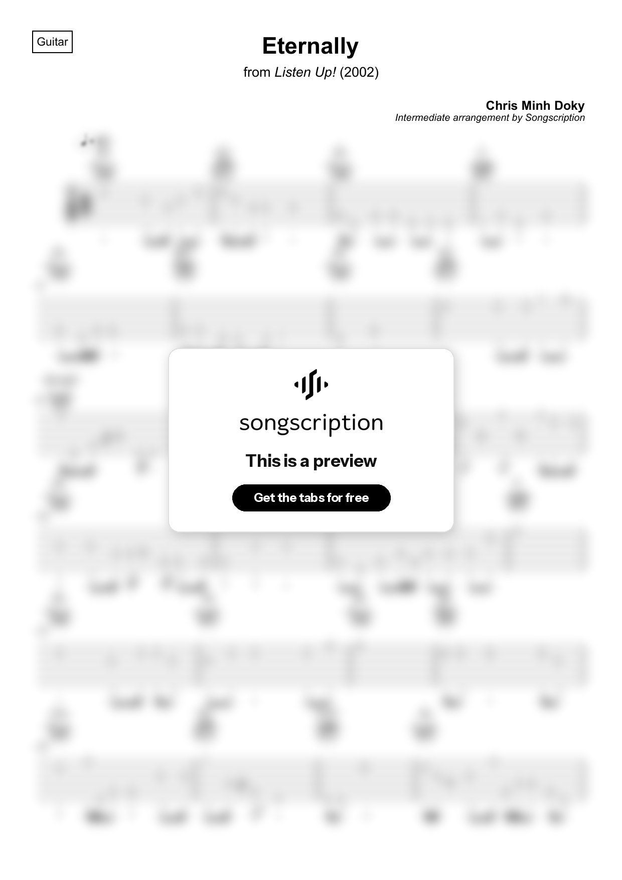 Intermediate Acoustic Guitar Tabs for "Eternally" by Chris Minh Doky