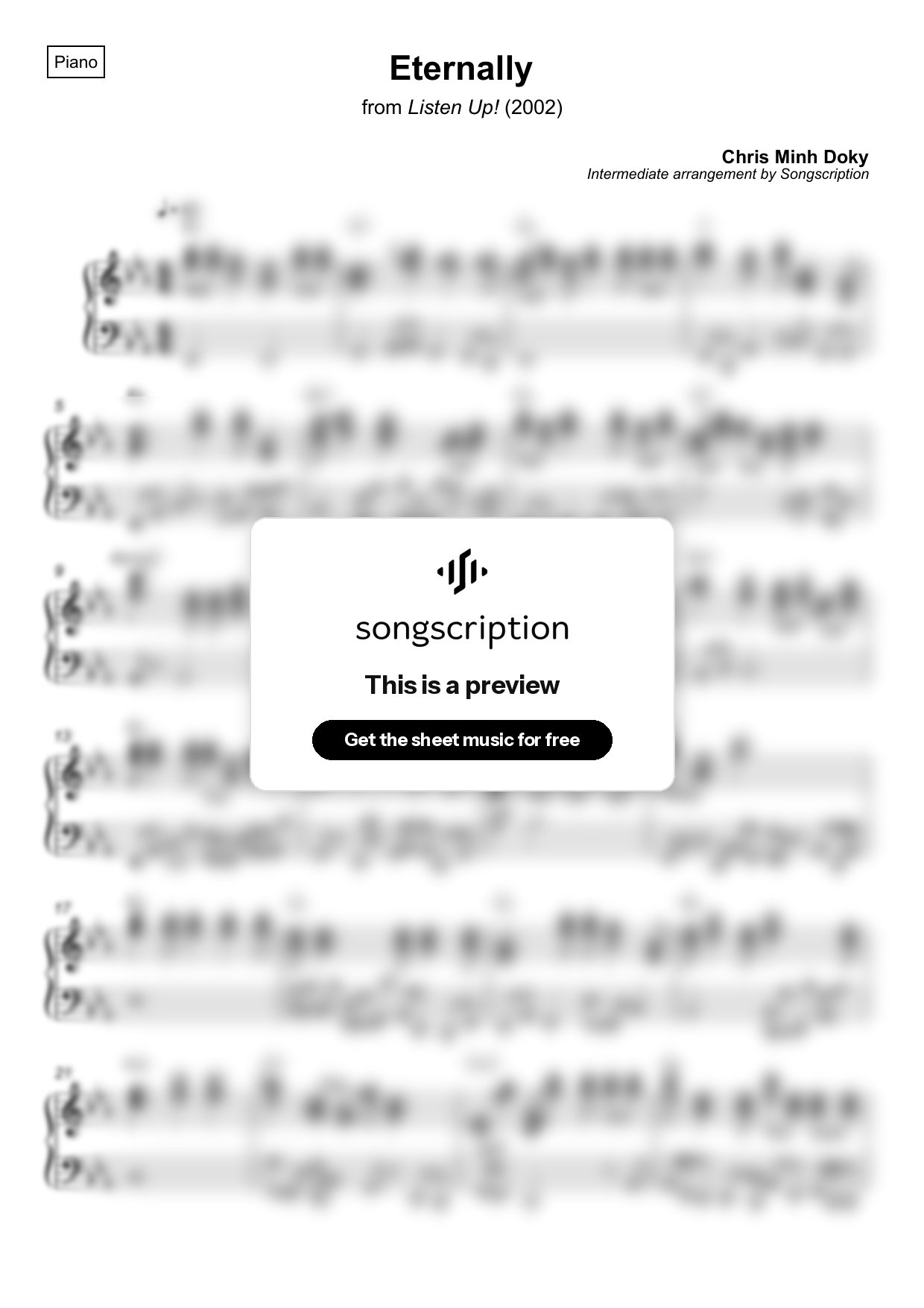 Intermediate Piano Sheet Music for "Eternally" by Chris Minh Doky