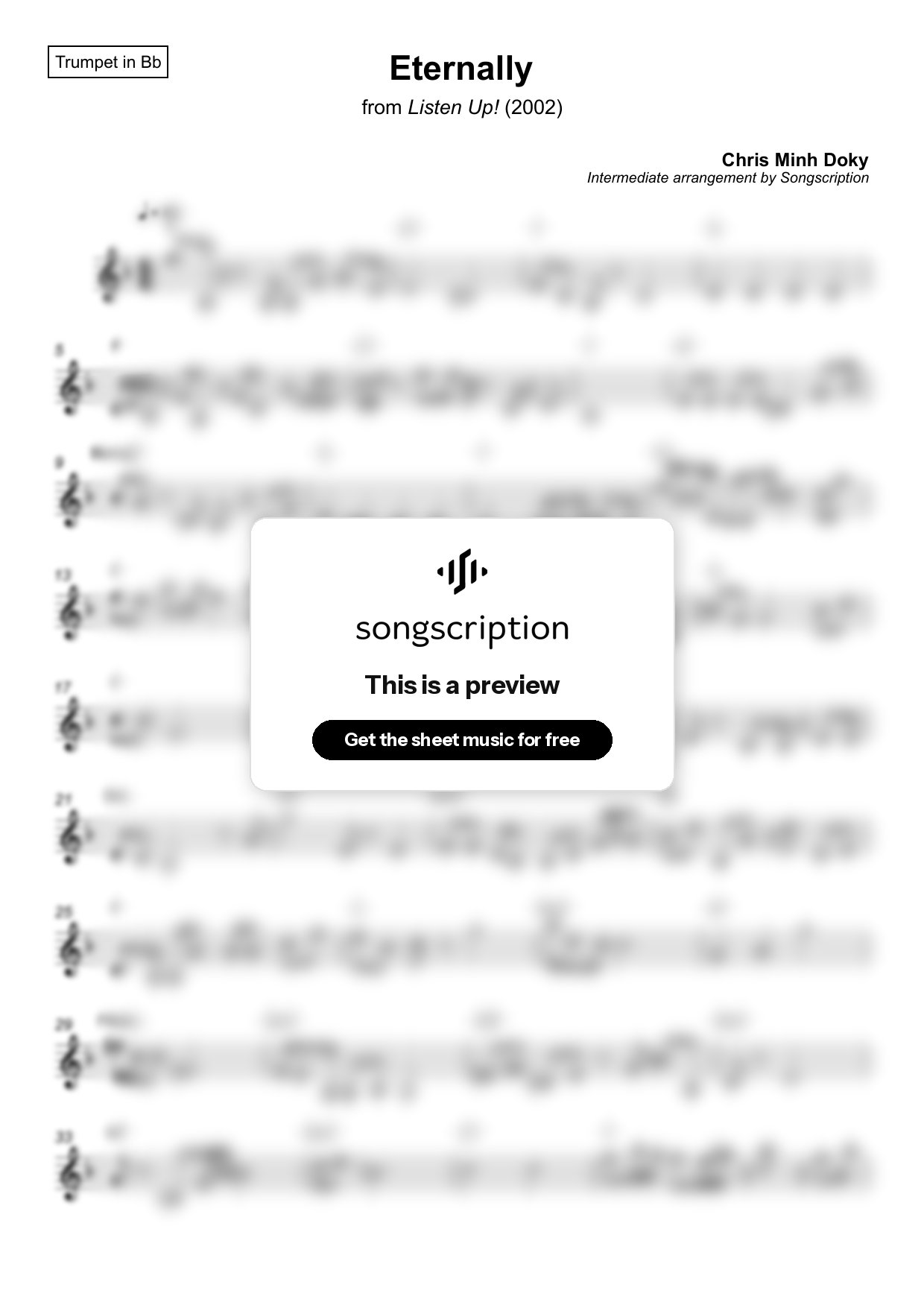 Intermediate Trumpet Sheet Music for "Eternally" by Chris Minh Doky