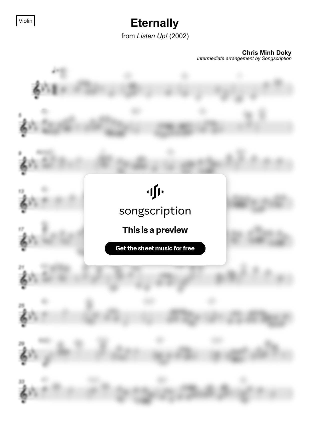 Intermediate Violin Sheet Music for "Eternally" by Chris Minh Doky