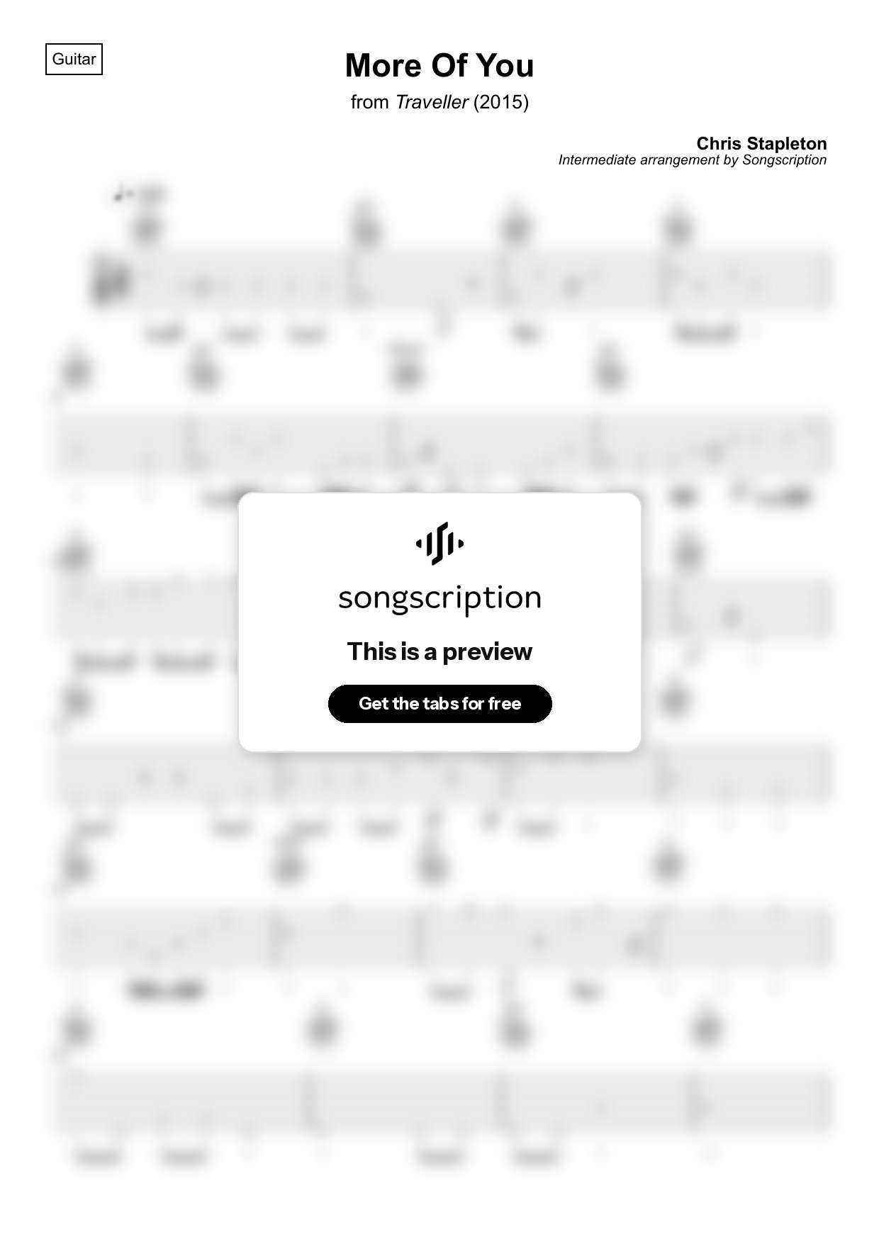 Intermediate Acoustic Guitar Tabs for "More Of You" by Chris Stapleton