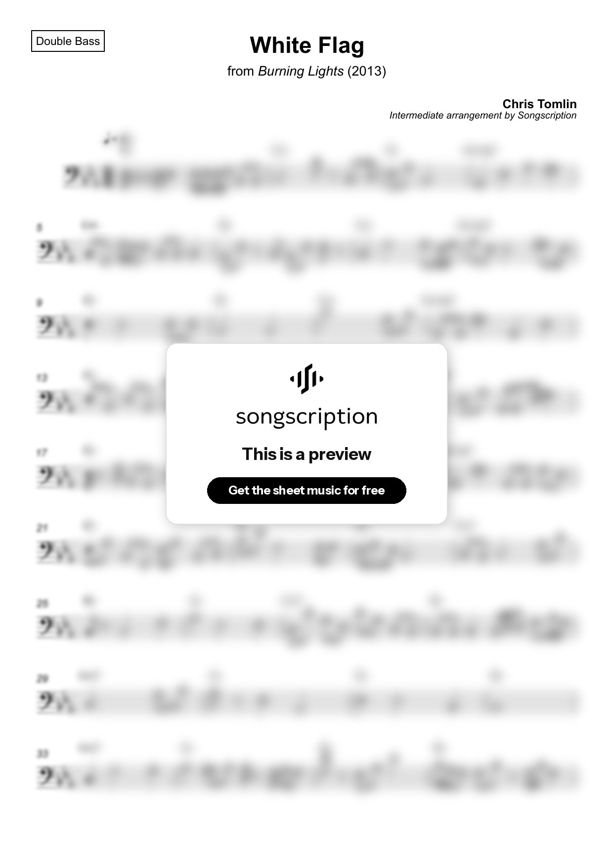 Intermediate Double Bass Sheet Music for "White Flag" by Chris Tomlin
