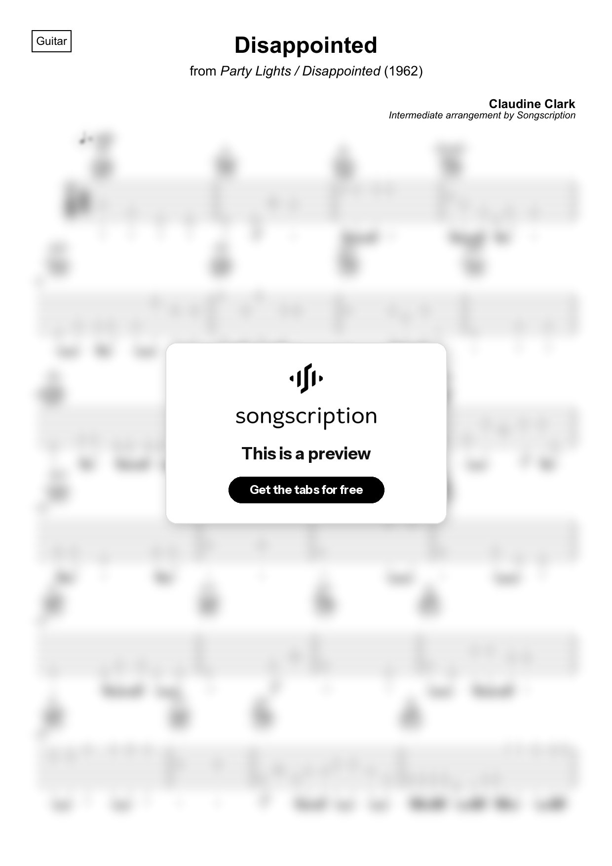 Intermediate Acoustic Guitar Tabs for "Disappointed" by Claudine Clark
