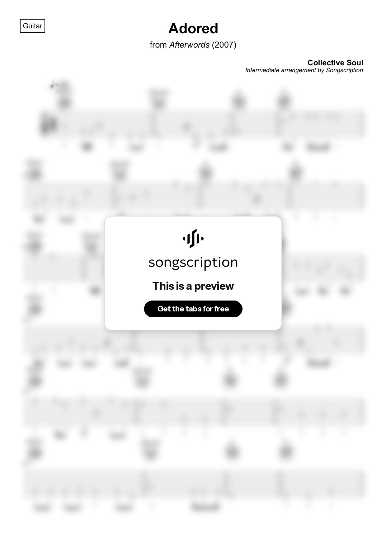 Intermediate Acoustic Guitar Tabs for "Adored" by Collective Soul