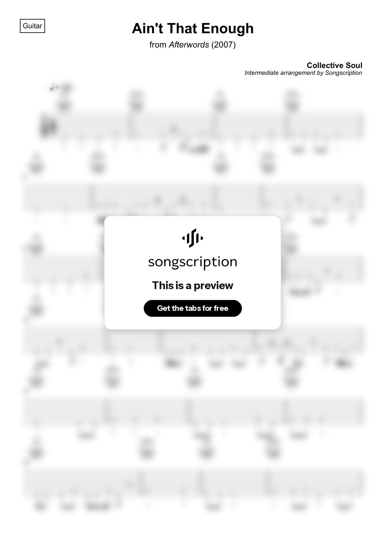 Intermediate Acoustic Guitar Tabs for "Ain't That Enough" by Collective Soul
