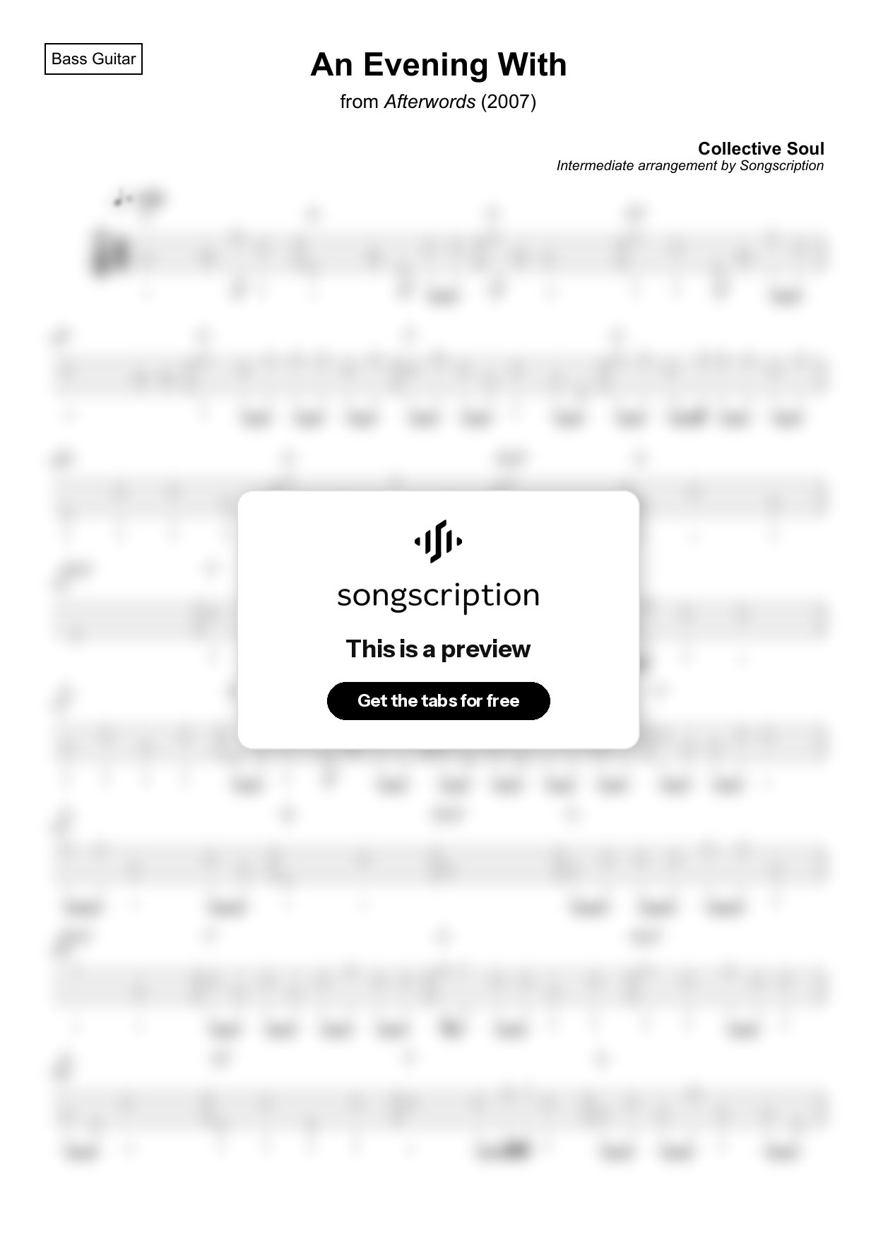 Intermediate Bass Guitar Tabs for "An Evening With" by Collective Soul