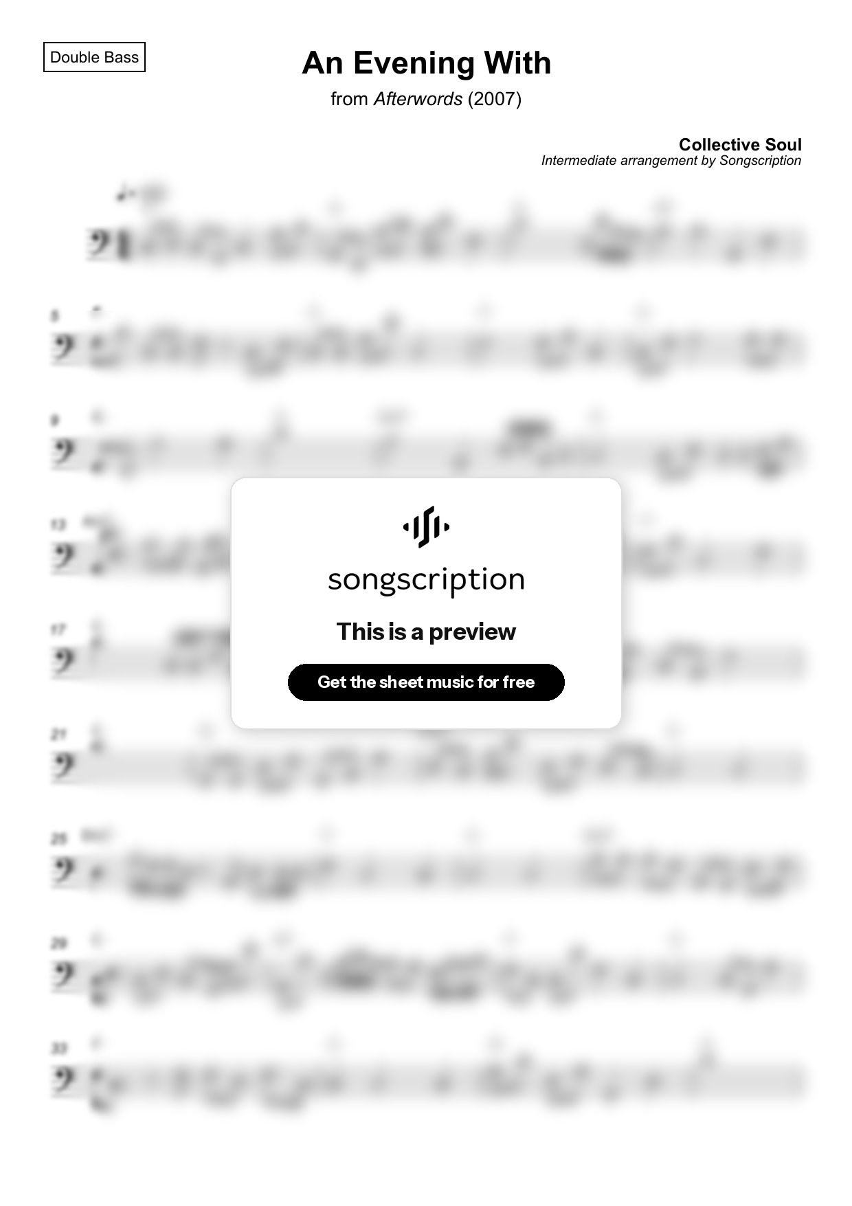 Intermediate Double Bass Sheet Music for "An Evening With" by Collective Soul