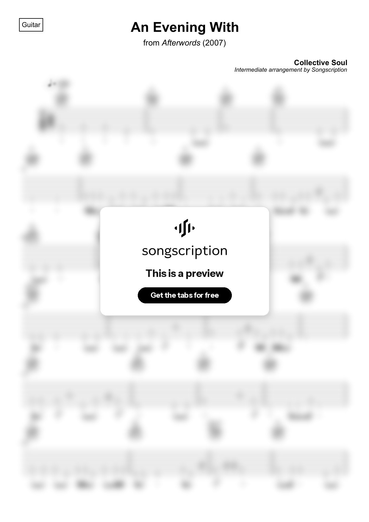 Intermediate Acoustic Guitar Tabs for "An Evening With" by Collective Soul