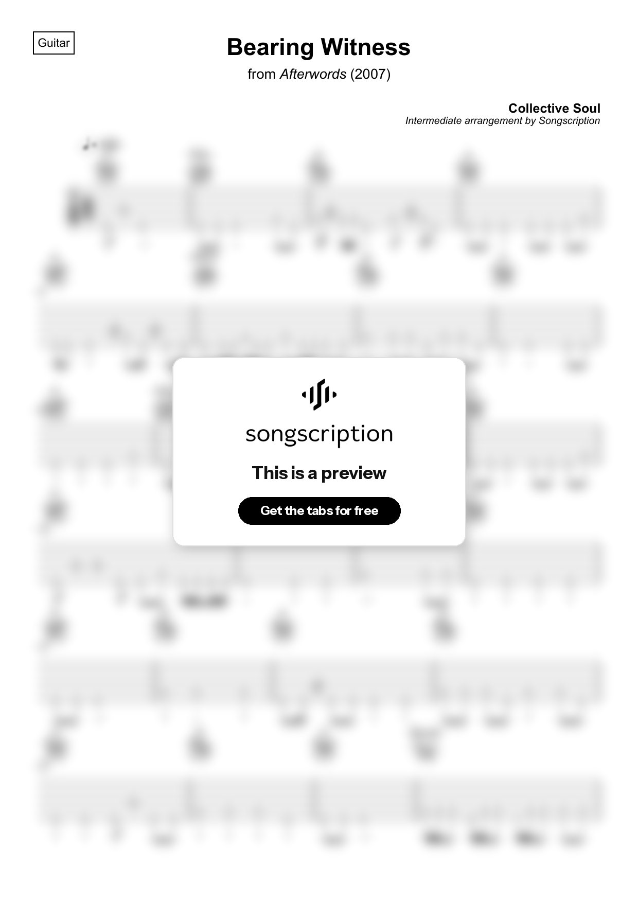 Intermediate Acoustic Guitar Tabs for "Bearing Witness" by Collective Soul