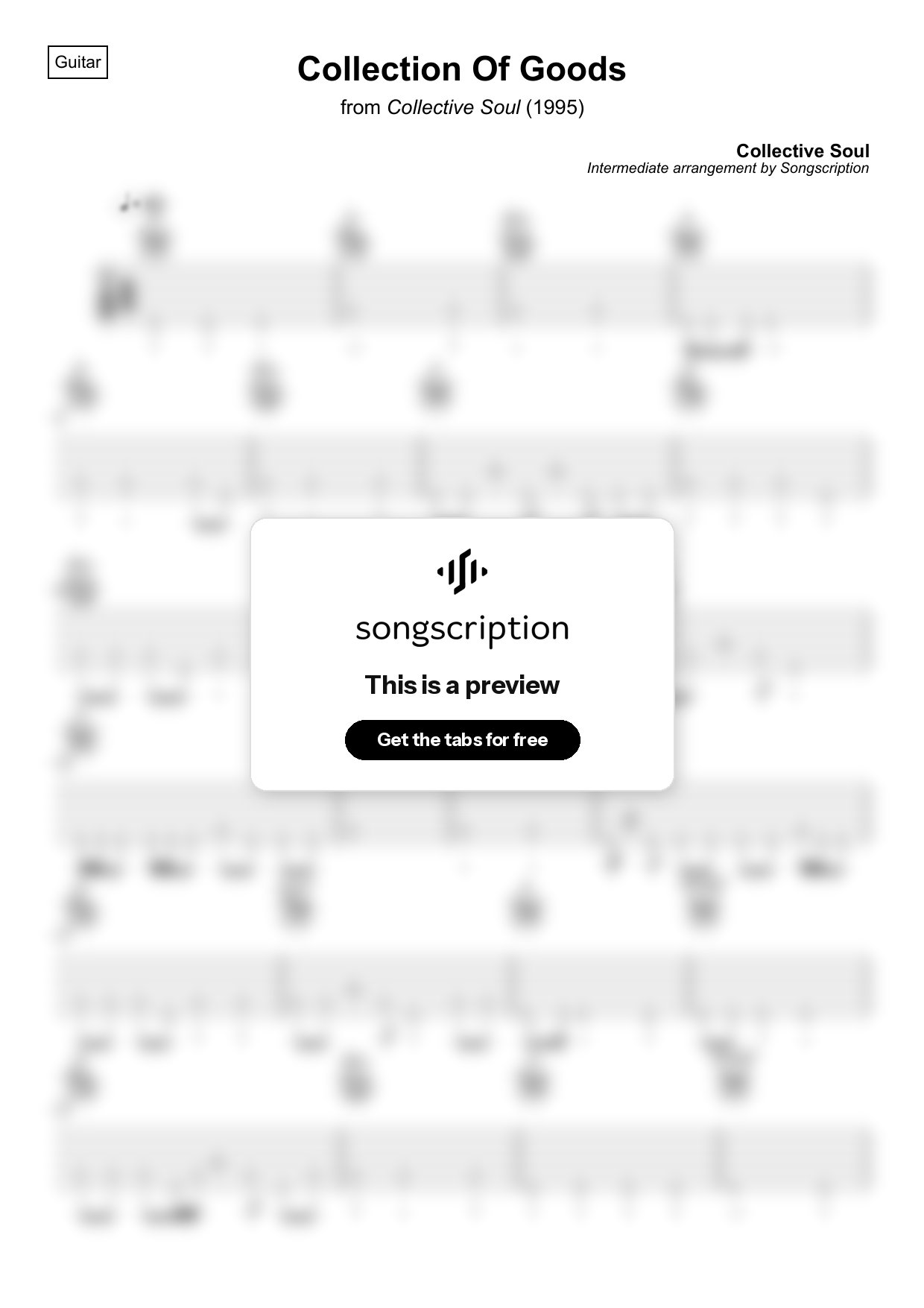 Intermediate Acoustic Guitar Tabs for "Collection Of Goods" by Collective Soul