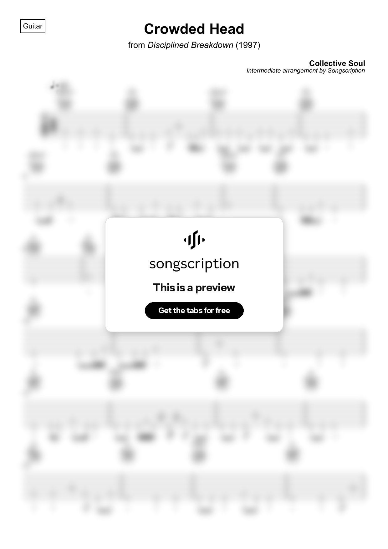 Intermediate Acoustic Guitar Tabs for "Crowded Head" by Collective Soul