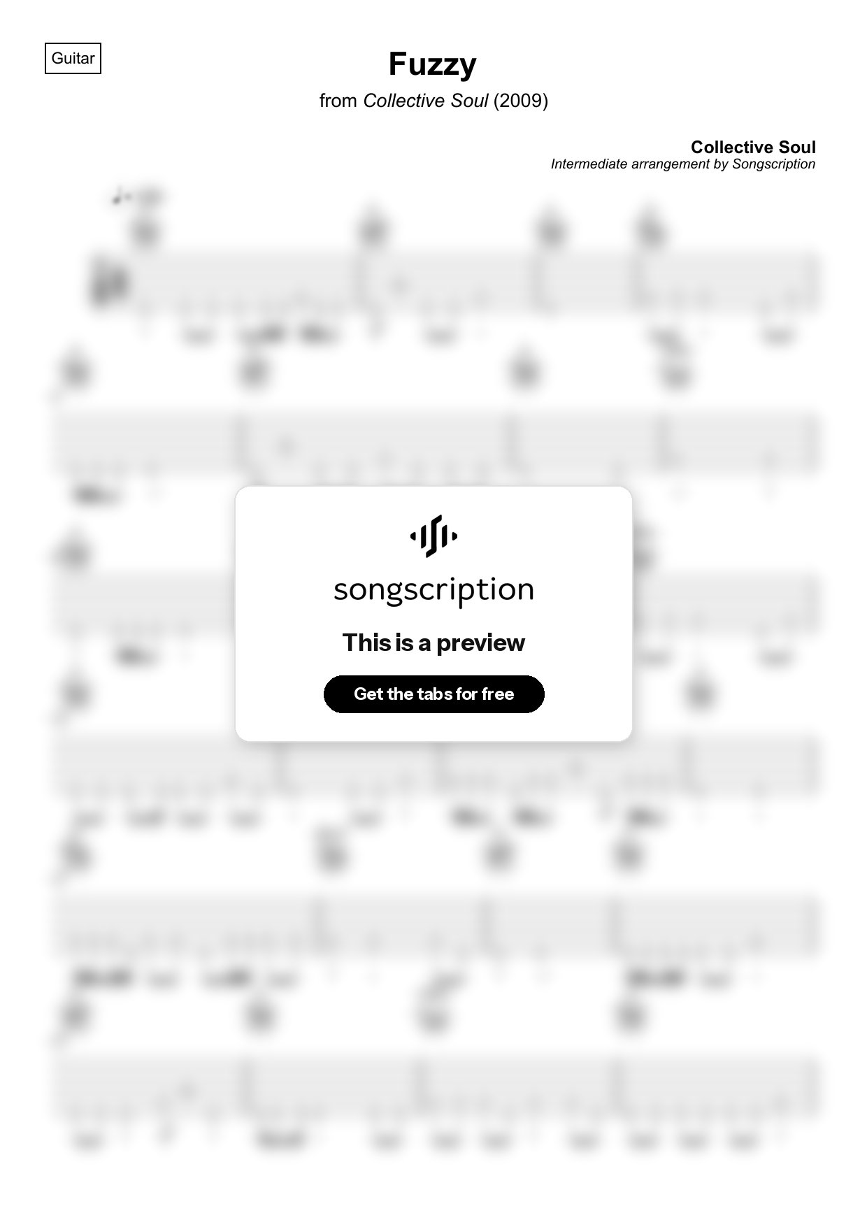 Intermediate Acoustic Guitar Tabs for "Fuzzy" by Collective Soul