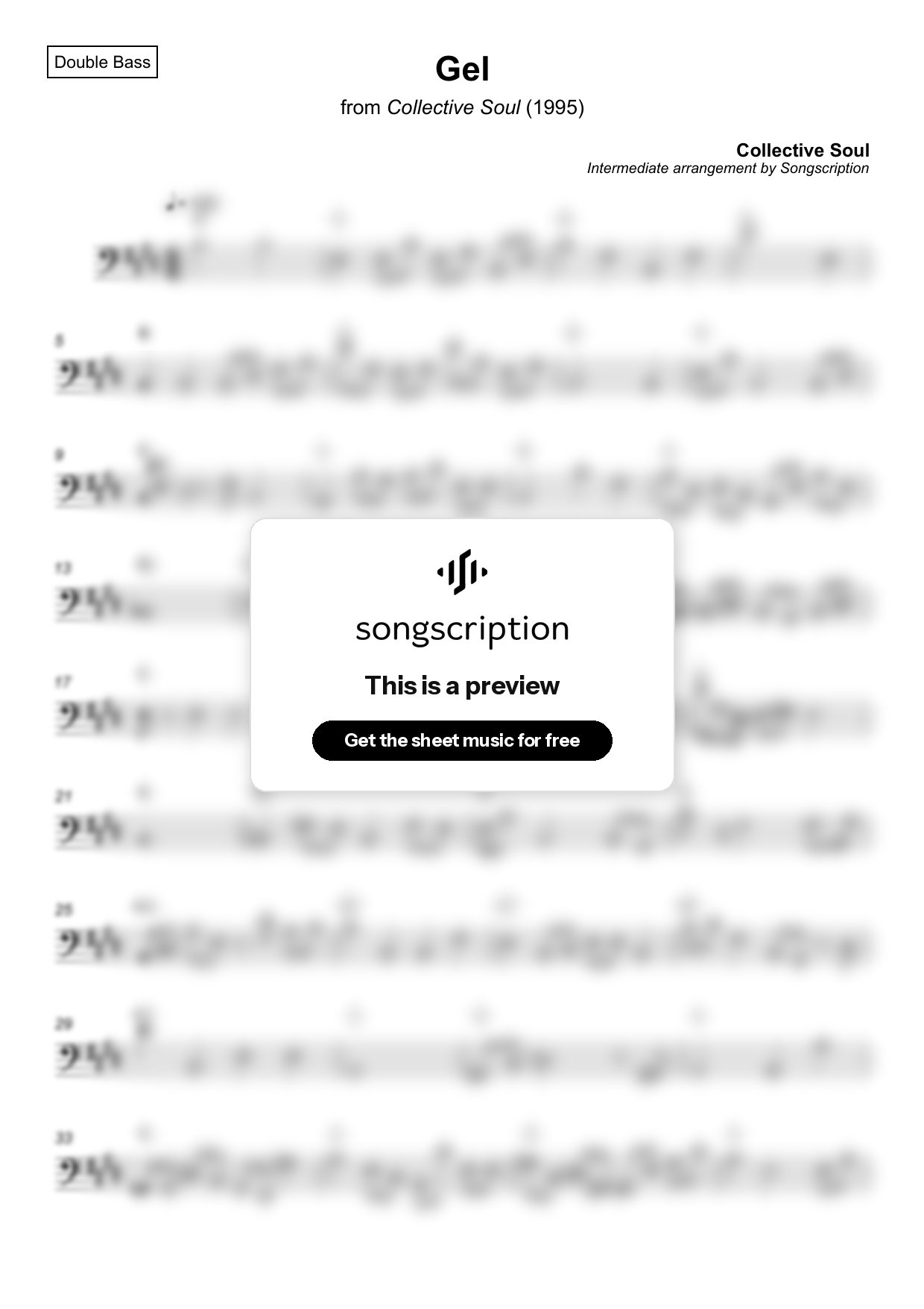 Intermediate Double Bass Sheet Music for "Gel" by Collective Soul