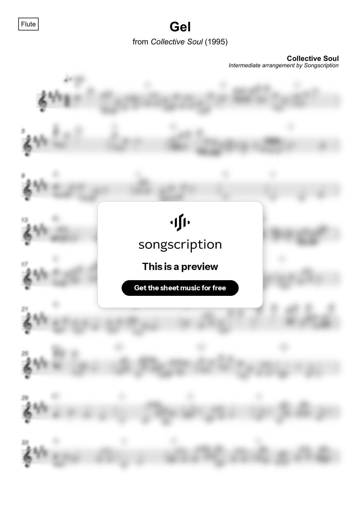 Intermediate Flute Sheet Music for "Gel" by Collective Soul