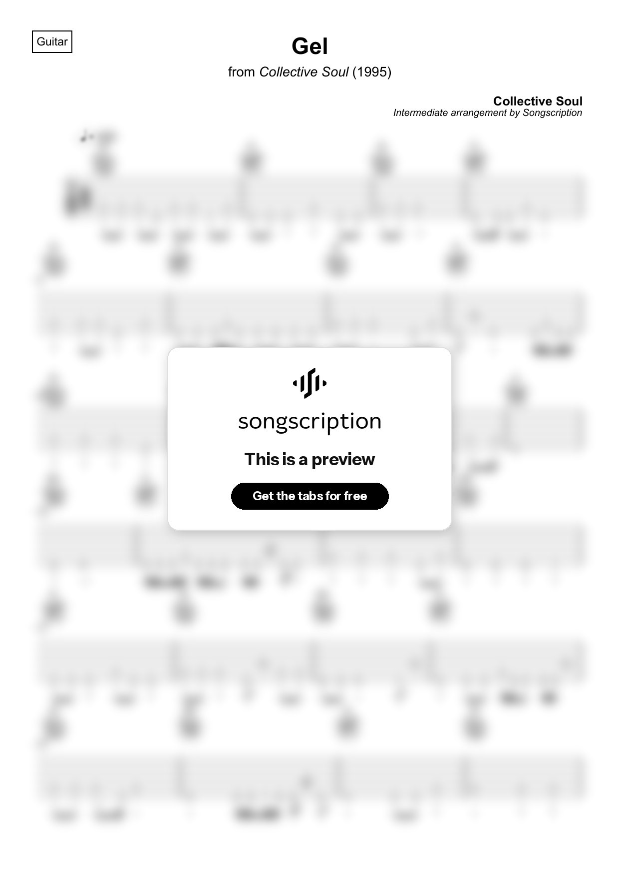 Intermediate Acoustic Guitar Tabs for "Gel" by Collective Soul