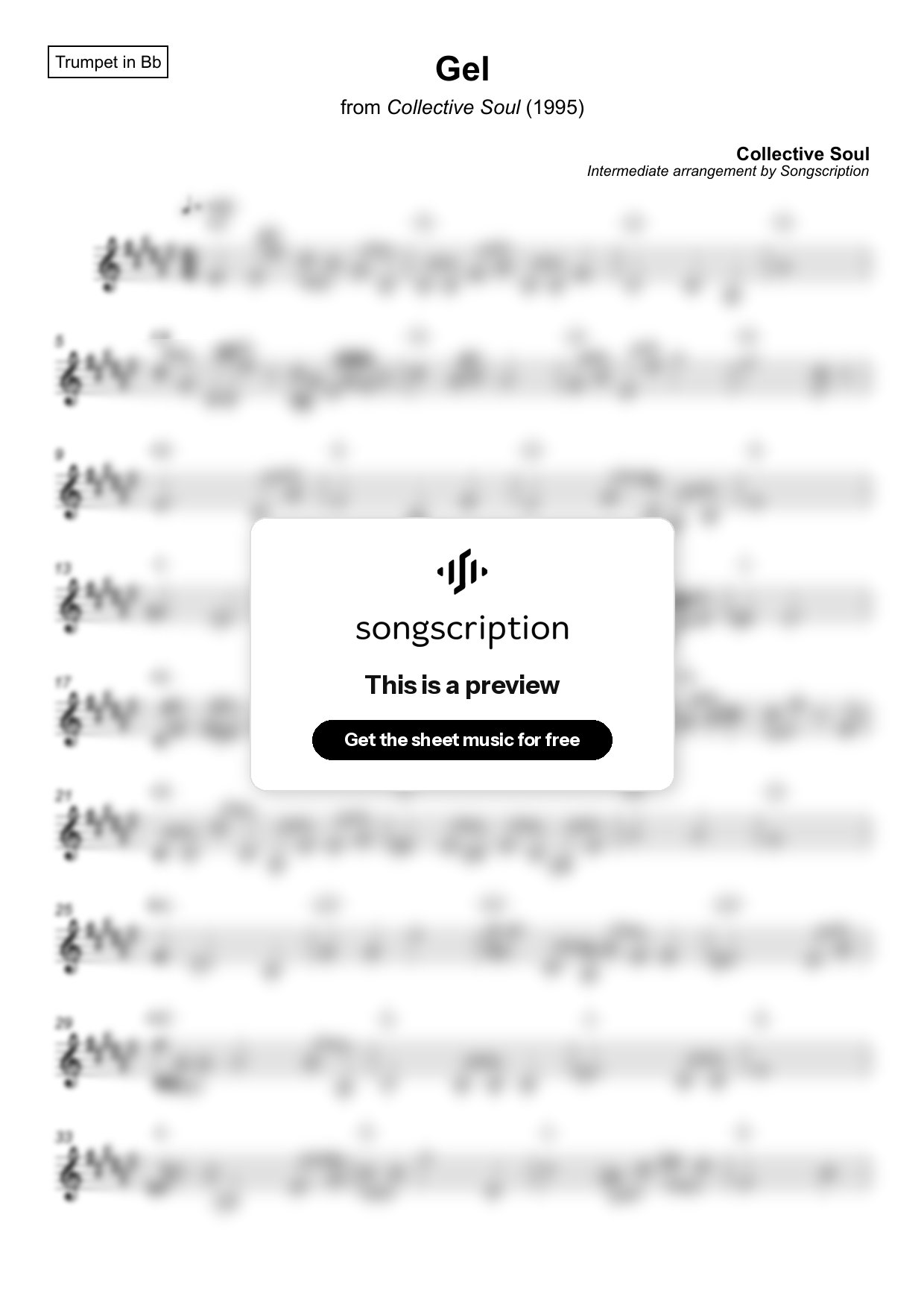 Intermediate Trumpet Sheet Music for "Gel" by Collective Soul