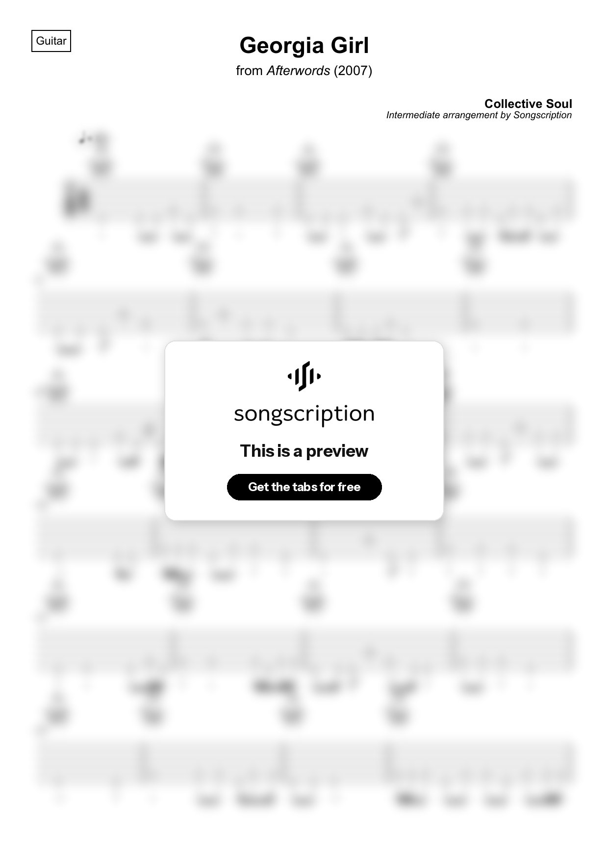 Intermediate Acoustic Guitar Tabs for "Georgia Girl" by Collective Soul