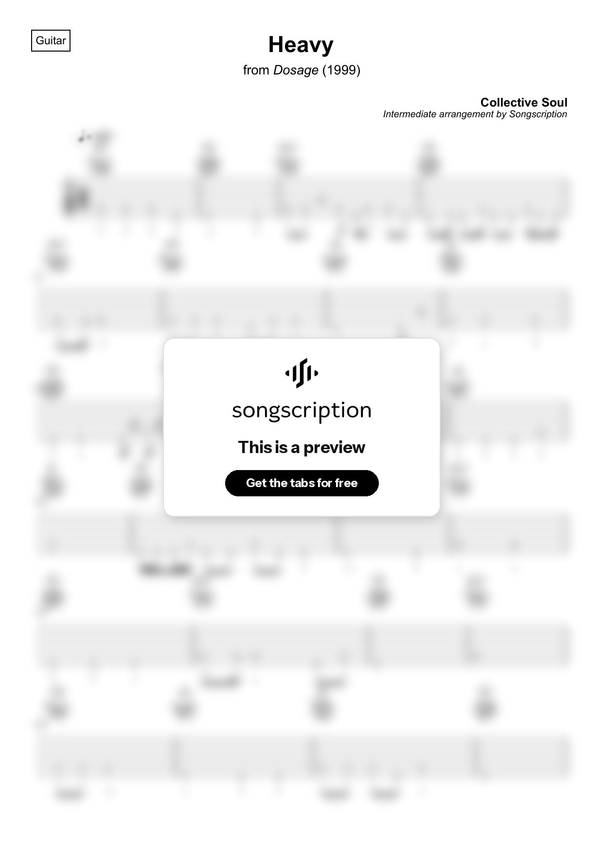 Intermediate Acoustic Guitar Tabs for "Heavy" by Collective Soul