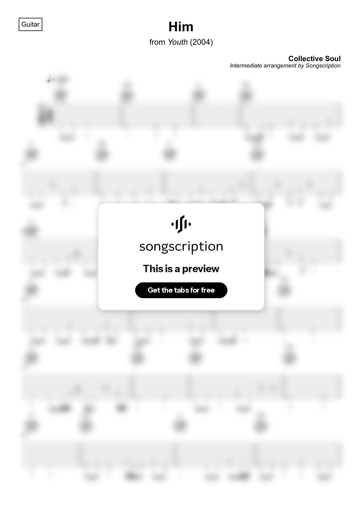 Intermediate Acoustic Guitar Tabs for "Him" by Collective Soul