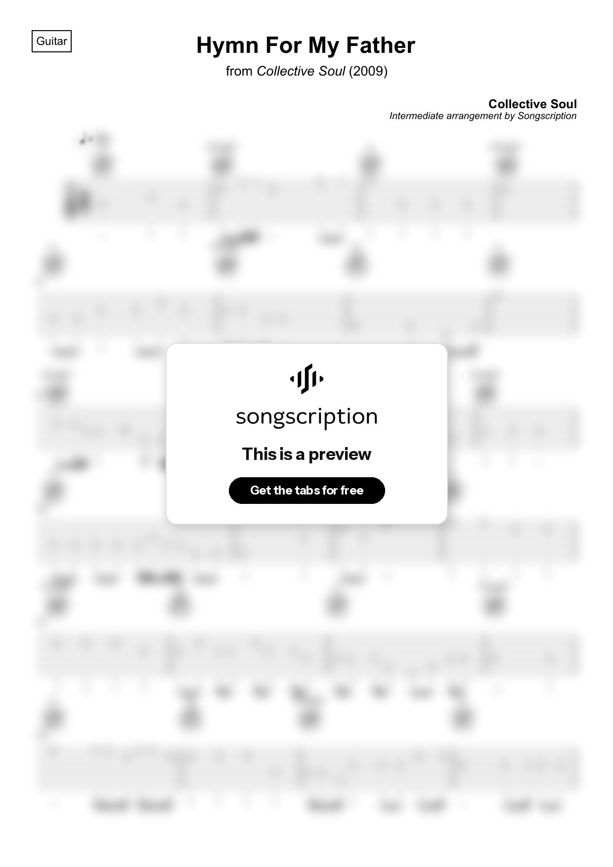 Intermediate Acoustic Guitar Tabs for "Hymn For My Father" by Collective Soul