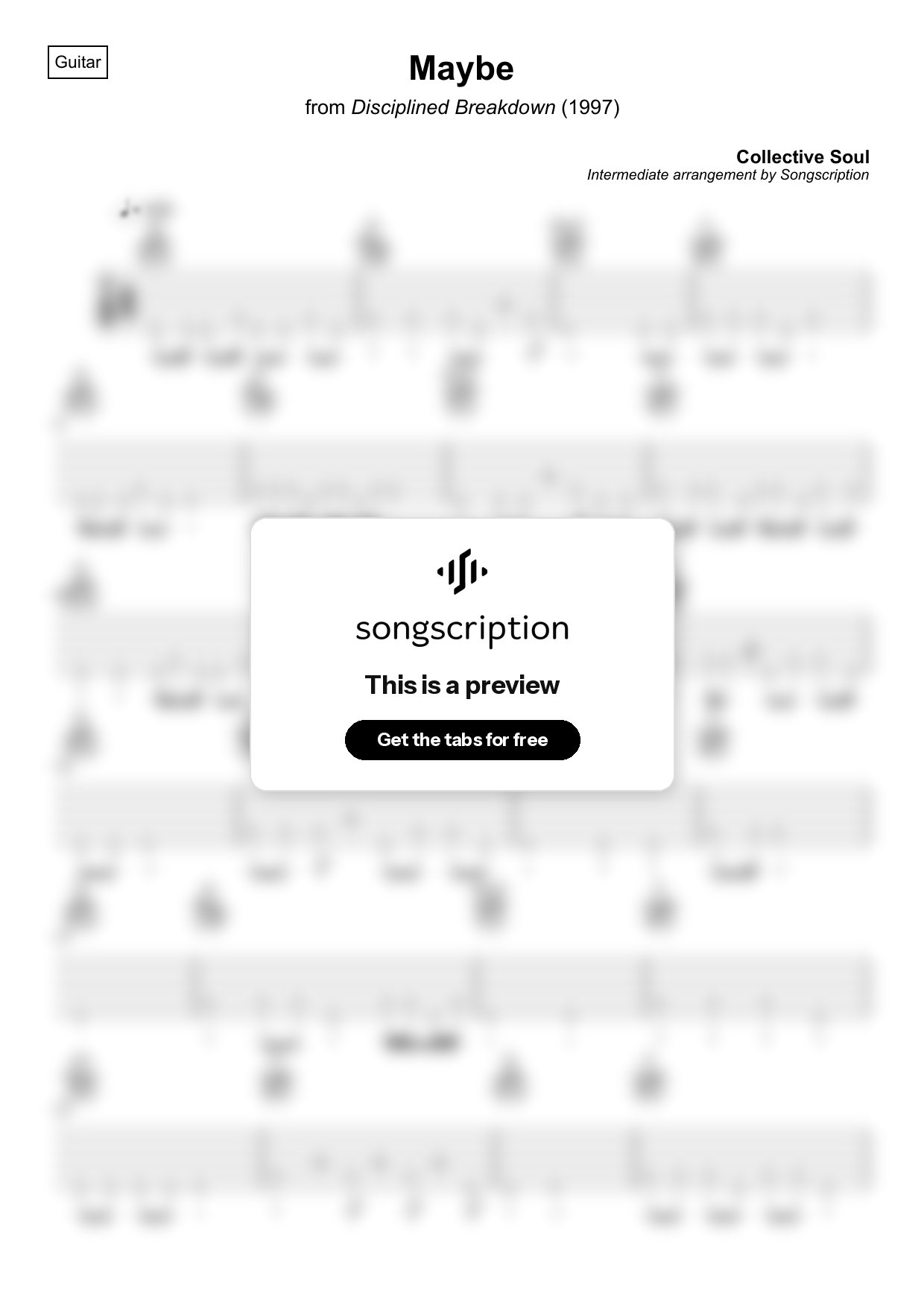 Intermediate Acoustic Guitar Tabs for "Maybe" by Collective Soul