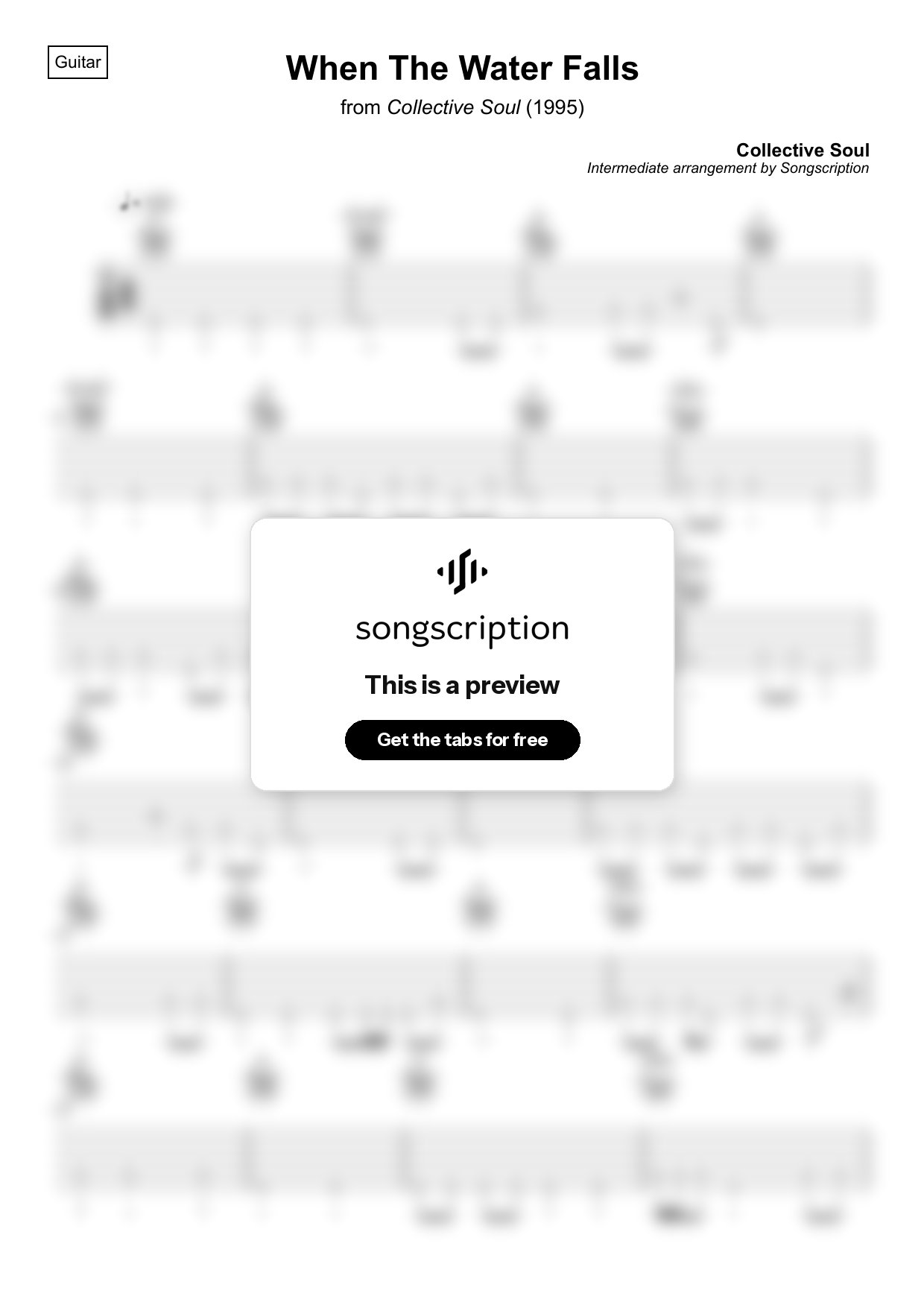 Intermediate Acoustic Guitar Tabs for "When The Water Falls" by Collective Soul