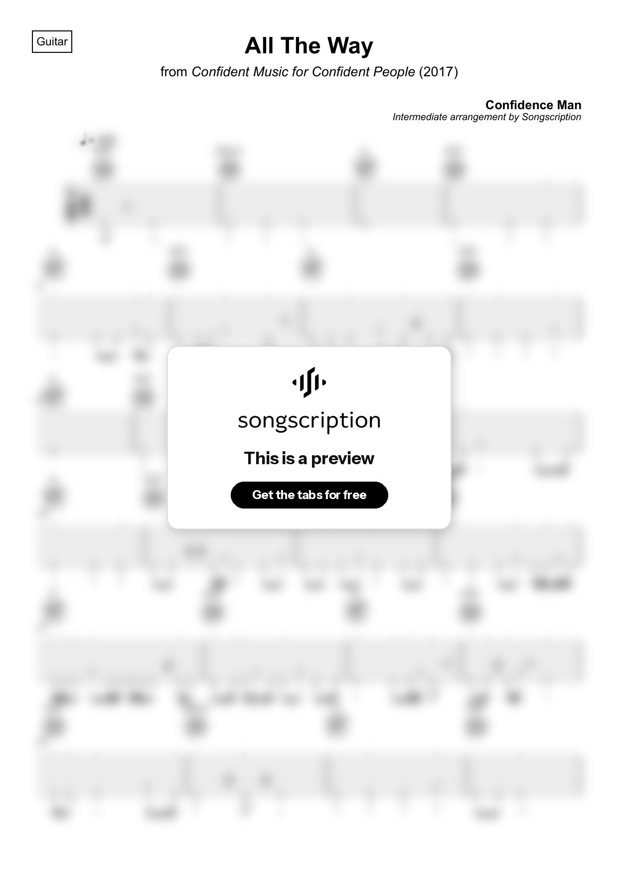 Intermediate Acoustic Guitar Tabs for "All The Way" by Confidence Man