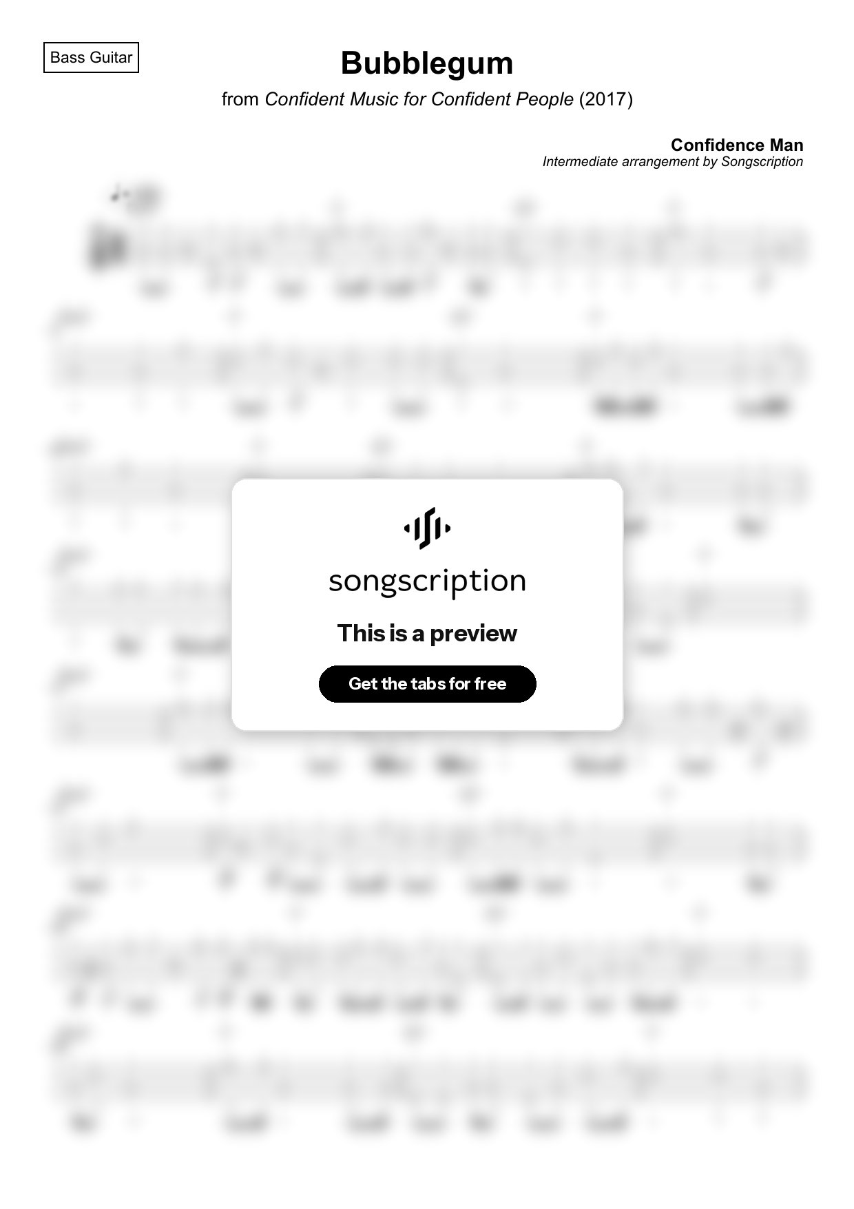 Intermediate Bass Guitar Tabs for "Bubblegum" by Confidence Man