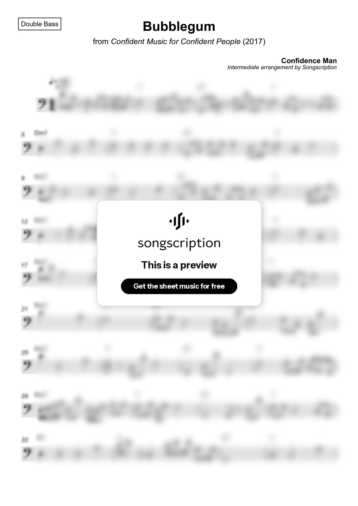 Intermediate Double Bass Sheet Music for "Bubblegum" by Confidence Man