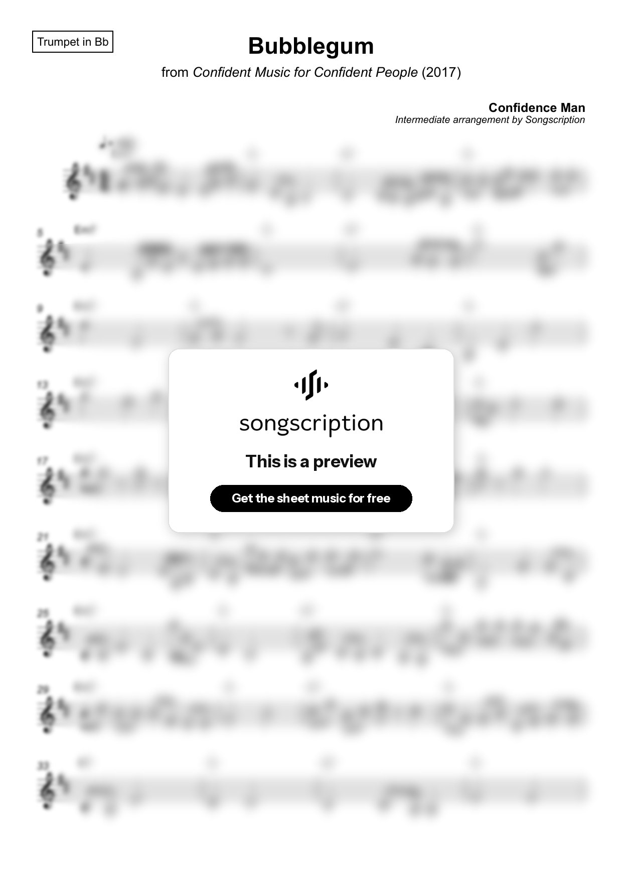 Intermediate Trumpet Sheet Music for "Bubblegum" by Confidence Man