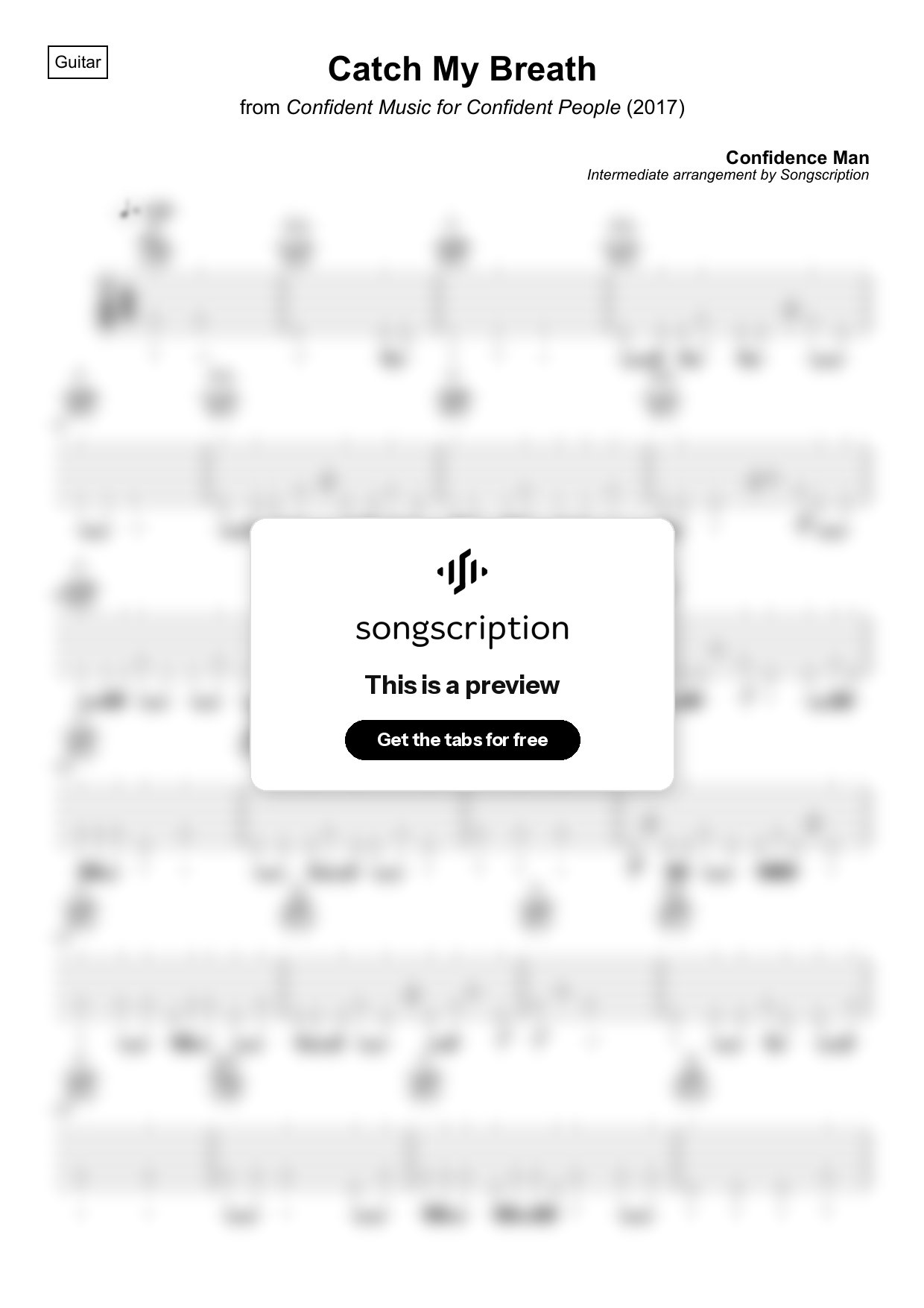 Intermediate Acoustic Guitar Tabs for "Catch My Breath" by Confidence Man
