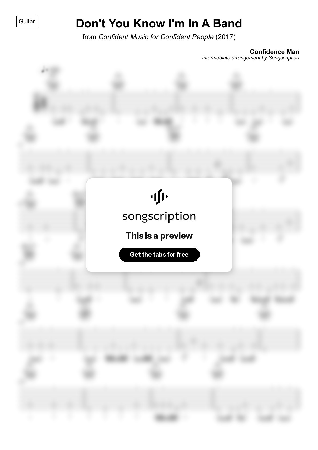 Intermediate Acoustic Guitar Tabs for "Don't You Know I'm In A Band" by Confidence Man