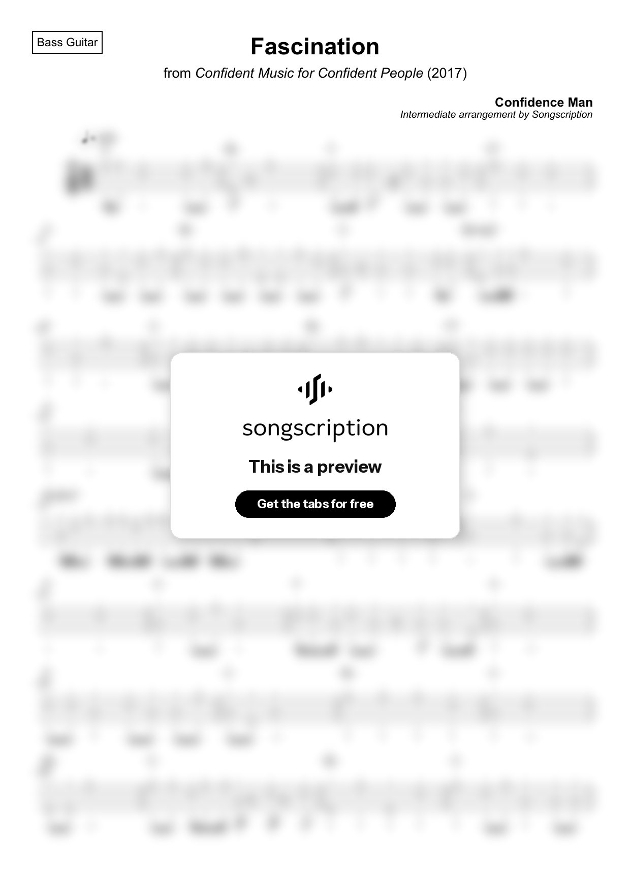 Intermediate Bass Guitar Tabs for "Fascination" by Confidence Man